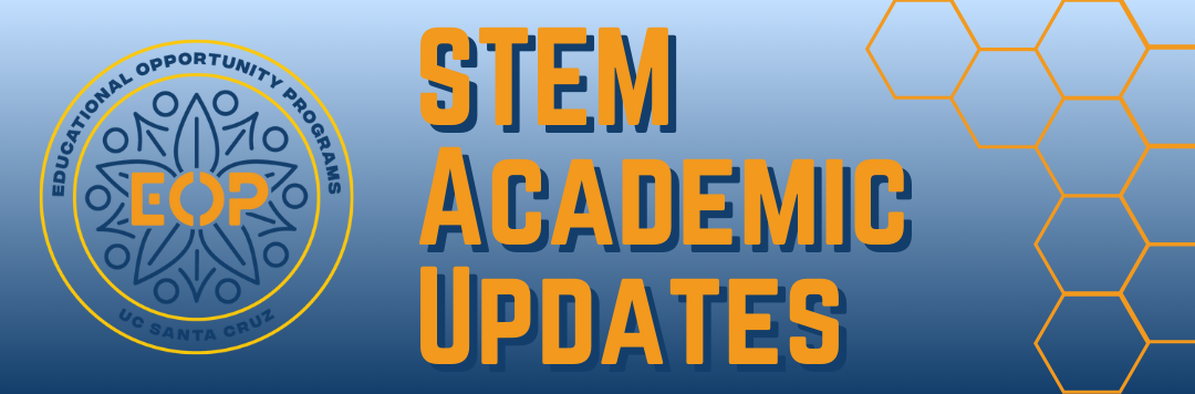 Blue and yellow banner with the EOP logo, reading "STEM academic updates"